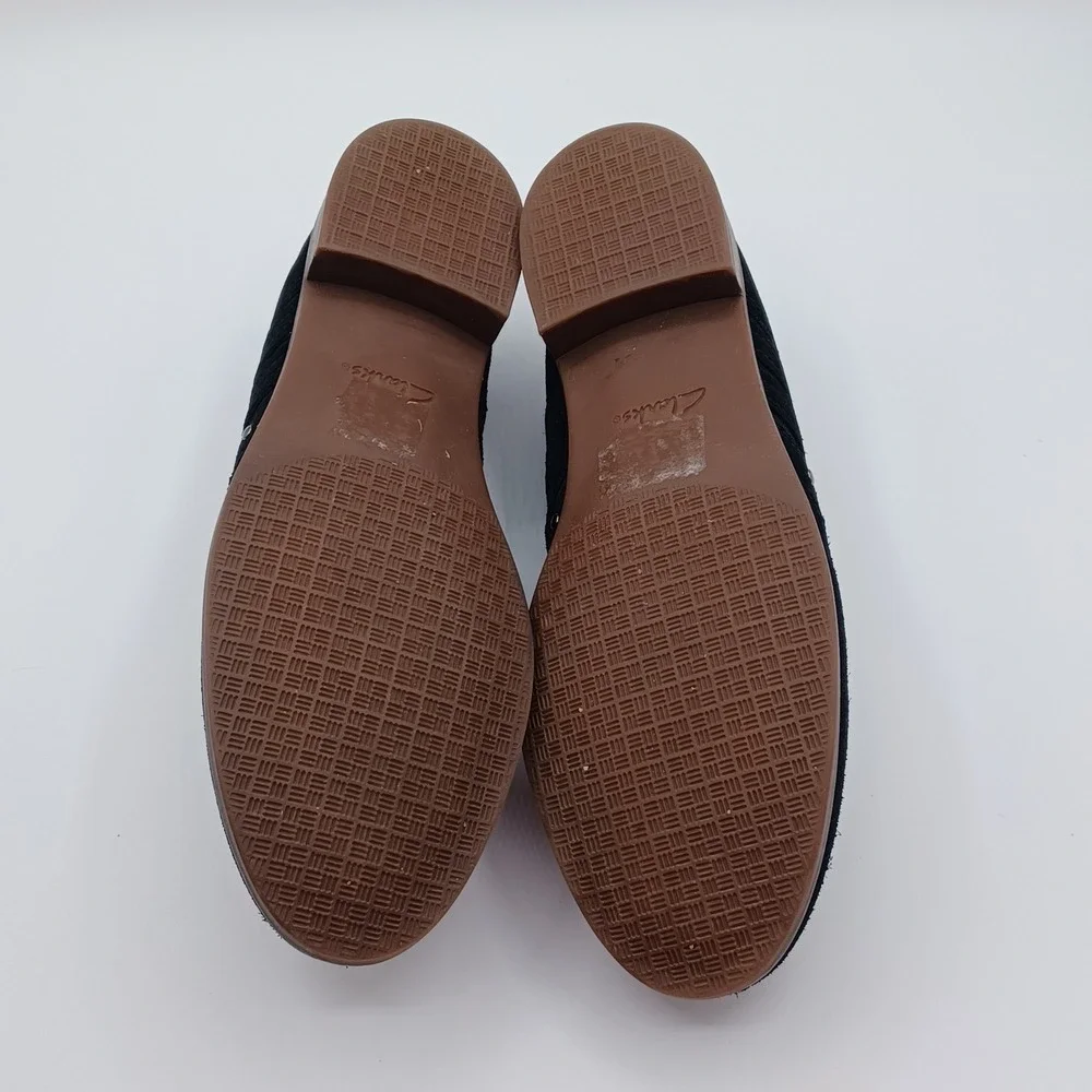 Clarks Collection Loafers Womens 9.5‎ Black Suede Studded Slip On Shoes NEW